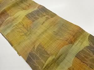 金通し霞に木々模様織出し名古屋帯